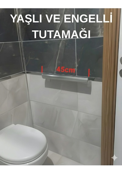 Alüminyum Eloksal Yaşlı Ve Engelli Tutamak, Korkuluk Yaşlı Engelli Duvar Tutamağı 45 Cm