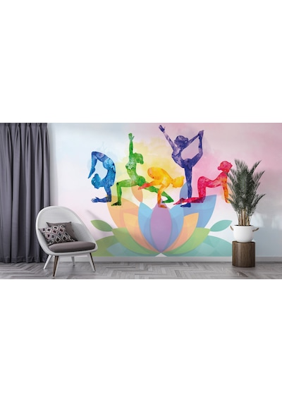 Lotus Çiçekli Spor Salonu Duvar Kağıdı, Pilates Yoga Salonu Duvar