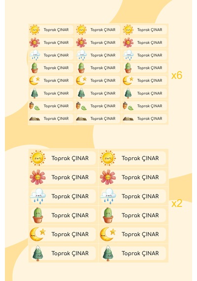 Doğa Temalı İsimli Okul Etiketi Defter Kalem Kitap Sticker Seti