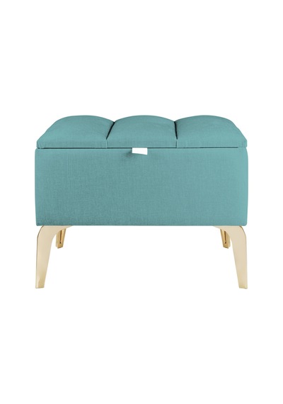 Vetra Mini Royal Turkuaz Kumaş Sandıklı Dekoratif Puf&bench-dilimli Model-gold Ayak-modern Puf