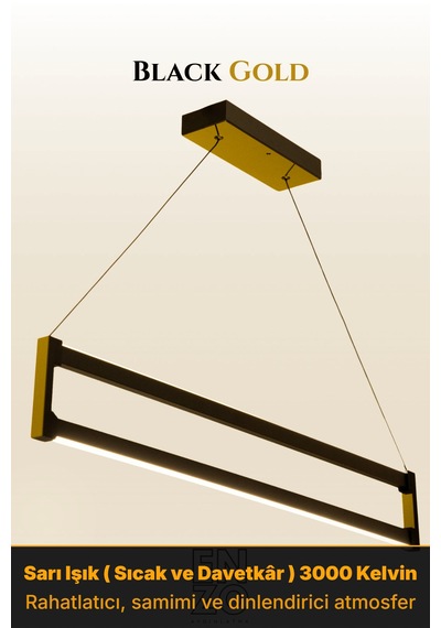 Orion Gold Lineer Led Sarkıt Avize Kumandalı Dim Edilebilir Aşağı Işık Sarı Işık