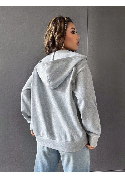 Relax&Basic 3 Iplik Şardonlu Fermuarlı Kapüşonlu Sweatshirt Gri 3 Lü Kombin Siyah