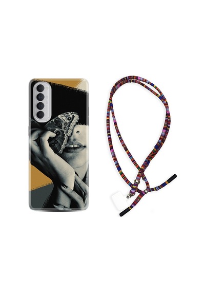 Oppo Reno 4 Pro Kılıf Rasta Boyun Askılı Butterfly Girl 1837