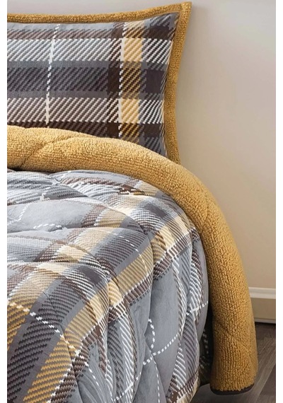 Comforter Tek Kişilik Yorgan Seti - Antoin Gri Sarı Sarı