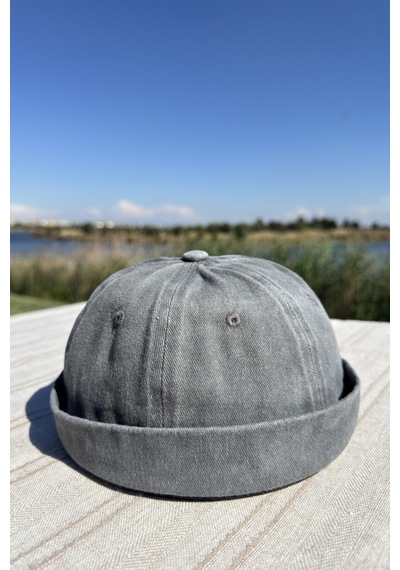 Mollycrush Siperliksiz Docker Şapka Vintage Retro Giyim Gri Erkek Yıkamalı Gri