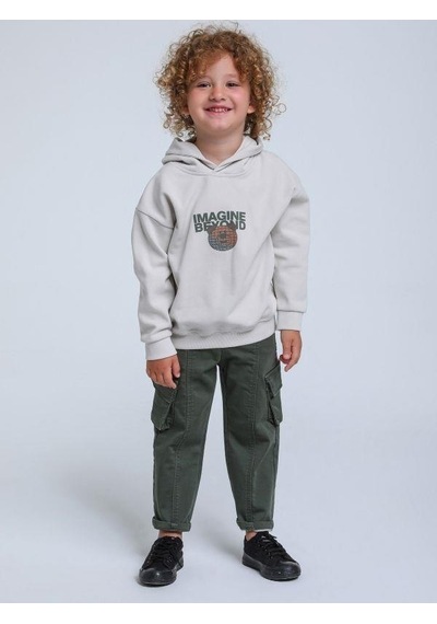 Jack Lions Erkek Bebek Kapüşonlu Ayıcık Baskılı Sweatshirt-14253 Gri