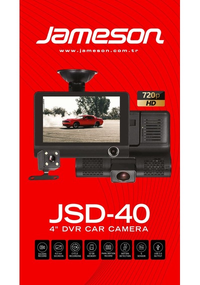 Jameson Jsd-40-4''lcd Ekran-3 Kameralı-iç-dış-park Kameralı Sensörlü Araç Kayıt Kamerası