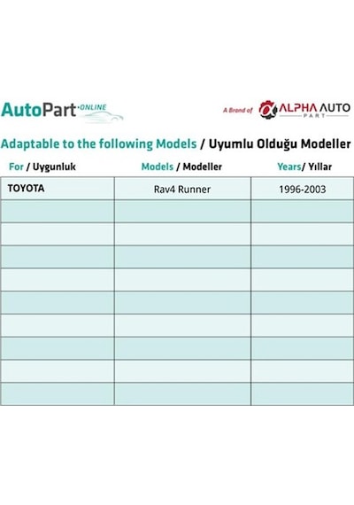 Toyota Rav4 Runner İçin Arka Çamurluk Klipsi
