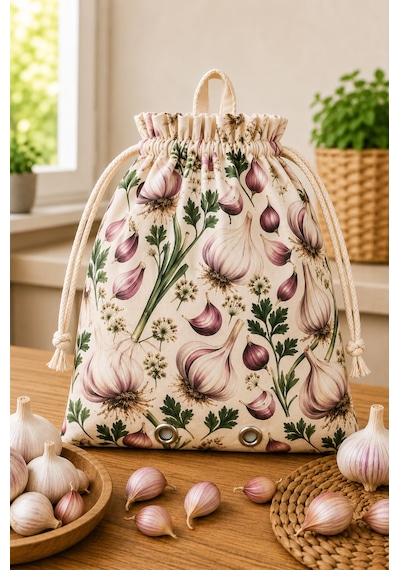 Numı Naturals %100 Pamuklu Kuşgözü Havalandırmalı Sarımsak Kesesi 30x35 Cm Çok Renkli