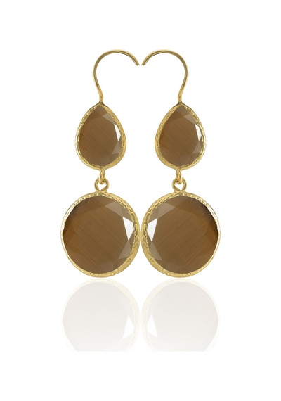Kadir Jewellery 22 Ayar Altın Kaplama Kadın Taşlı Küpe -el İşçiliği Ve Hipoalerjenik Küpe Kahverengi 80809406