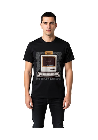 Paybuy Erkek Retro Arcade Oyun Bitti Baskılı Pamuklu Tişört Nostaljik Di Siyah