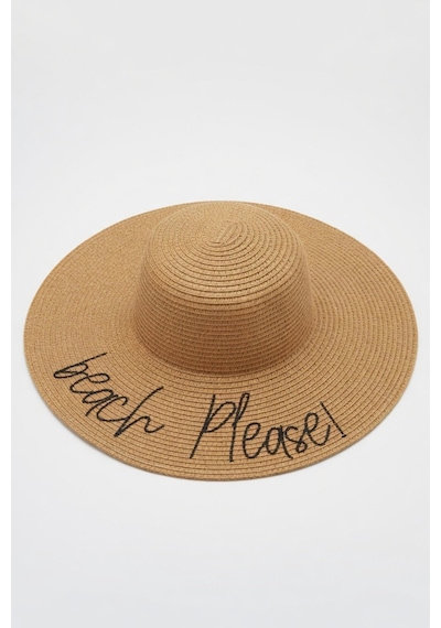 Mollycrush Kadın Camel Beach Please Hasır Şapka Yazlık Şık Model Camel