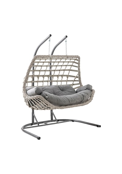 Cunda Çiftli Rattan Bahçe Salıncağı Rehome Balkon Salıncağı Beyaz