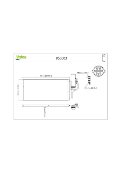 Valeo 860003 Klima Radyatörü Kondenseri Kurutucu İle Combo-corsa C 1.3cdtı-1.7cdtı 03 548x261x16 93177423-1850093-13106020 -
