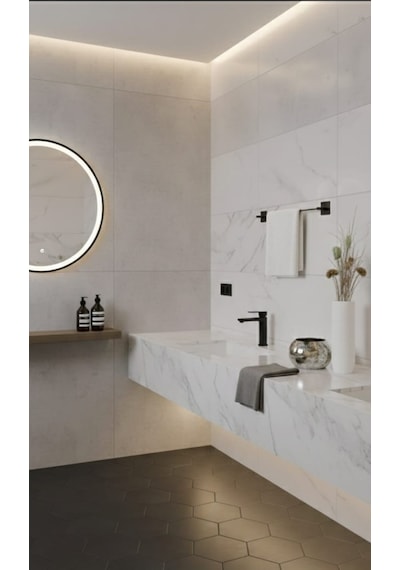 Yapışkanlı Siyah Banyo Uzun Havluluk Wc Rulo Tuvalet Kağıtlık Siyah