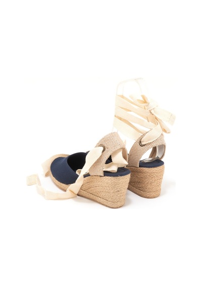 Star Tombis Gerçek Elişi Ipli Espadril Dolgu Topuk Keten Espadril Handmade Lacivert