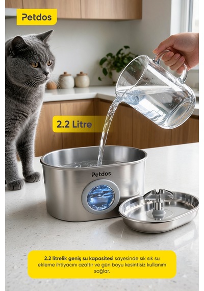 Aqua One Otomatik 2.2 L Kedi Köpek Su Pınarı Su Çeşmesi Ultra Sessiz Pd-s100