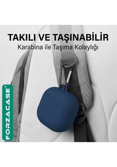 Forzacase Samsung Galaxy Buds 4 / 4 Pro İle Uyumlu Anahtar Askılıklı Bluetooth Kulaklık Kılıfı - Fc1216 Mat Siyah