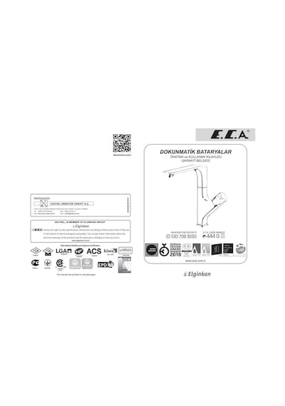 Eca Myra Dokunmatik Mutfak Eviye Eviye Bataryası 102118069H Eca