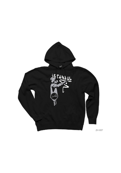 Graffiti Istanbul Siyah Kapşonlu Sweatshirt Hoodie Siyah
