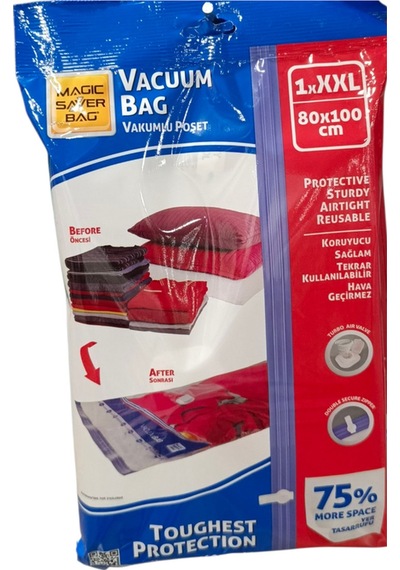Vacuum Bag Vakumlu Poşet Vakumlu Hurç 1 Adet 80x100 Cm Plastik Beyaz Tr Diğer