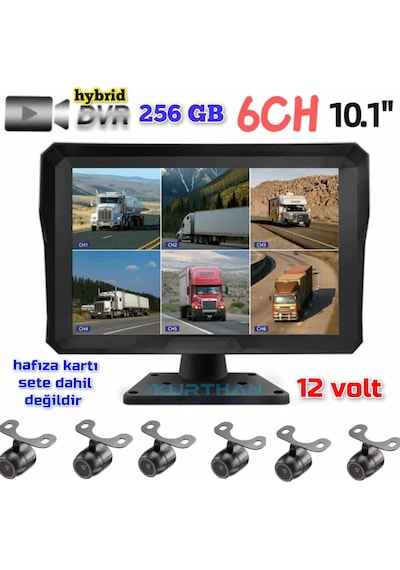 6 Kanal 10'' Hybrid Dvr Monitör Ve 6 Adet Kelebek Kamera Set 12 V