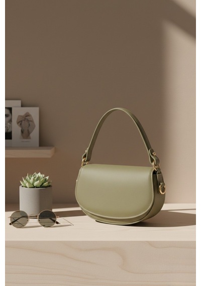 Vellabags Haki Mini Kadın El & Omuz Çantası Retro Baguette Model Şık Günlük Tasarım Haki - Haki