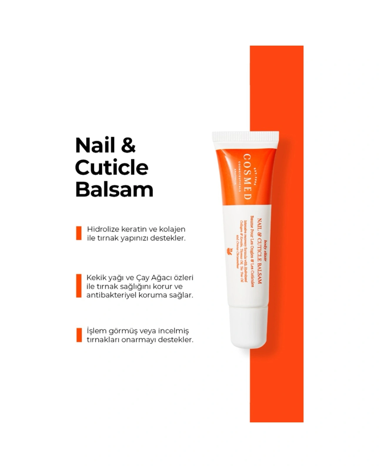 Cosmed Tırnak Dokusunu ve Kütikül Yapısını Destekleyen Bakım Balmı - Nail & Cuticle Balsam - 15 ml