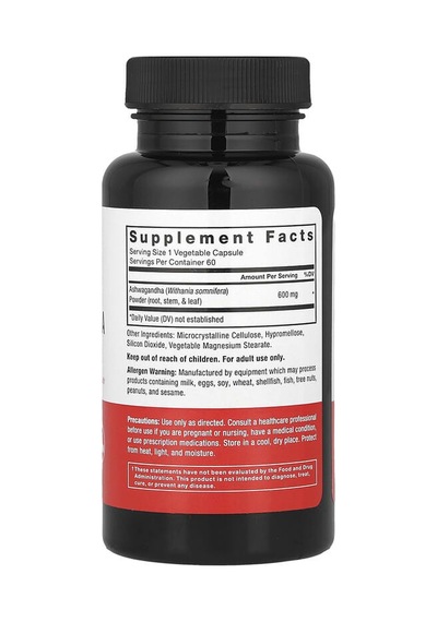 Force Factor, As-hw-aga-ndha, 600 Mg, 60 Vegetable Capsules Aromasız