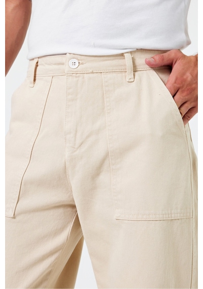 Tarz Cool Erkek Düz Baggy Jean Pantolon Bej