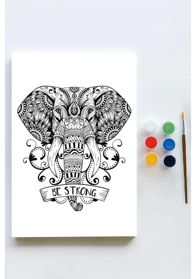Pster21620 Fil Mandala Tuval Kanvas Tablo Boyama Hobi Seti 50x70cm