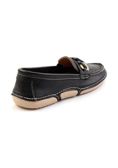 Bambi Siyah Hakiki Deri Kadın Loafer Ayakkabı K01028130303 Siyah