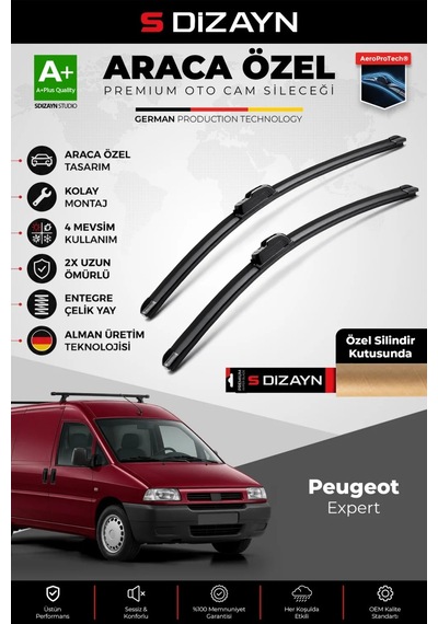 S-dizayn Peugeot Expert Ön Cam Silecek Seti 1996-2006 Premium Araca Özel 65-50 Cm A+ Kalite Aocs-179