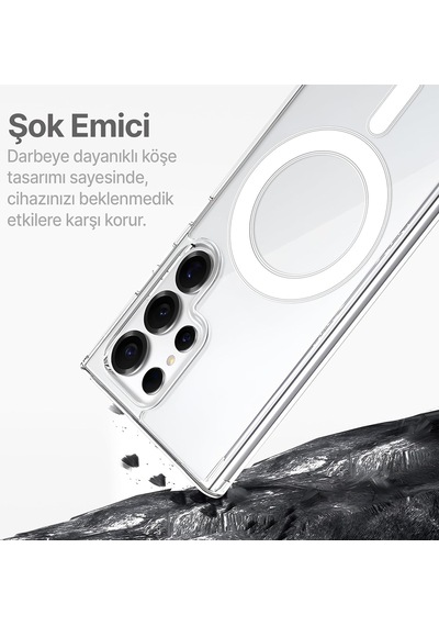 Samsung Galaxy S25 Ultra İle Uyumlu Kılıf Şeffaf Kamera Korumalı Magsafe Uyumlu Telefon Kılıfı