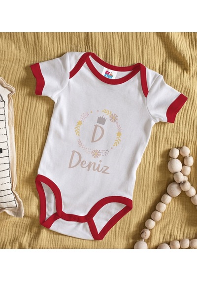 Bk Gift Bk Kids Kişiye Özel Harfli İsimli Kırmızı Bebek Body Zıbın-2 Çok Renkli