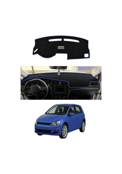 Volkswagen - Golf 7 2012+ Uyumlu Torpido Koruma Kılıfı - Mavi Şeritli