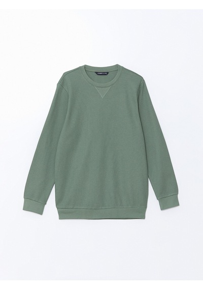 Lcwaıkıkı Classic Yeşil Bisiklet Yaka Uzun Kollu Erkek Sweatshirt