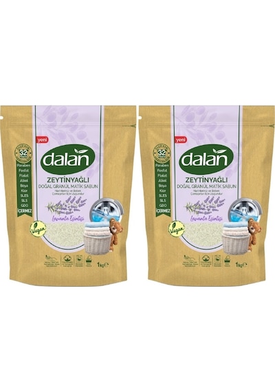 Dalan Lavanta Esintisi Zeytinyağlı Doğal Granül Matik Sabun Tozu 32 Yıkama 2 x 1 KG