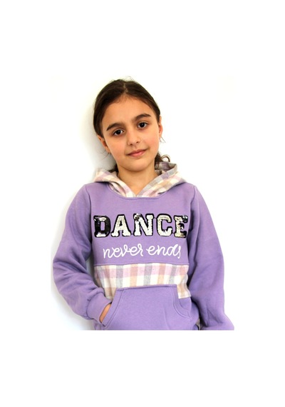 Milenawear by Milena Dance Nakışlı Cepli Kapüşonlu Kalın Kız Alt Üst Takım Mor