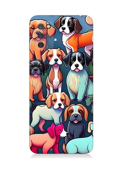 Samsung Galaxy A02s Uyumlu Sevimli Pastel Köpekler Desenli Silikon Kılıf
