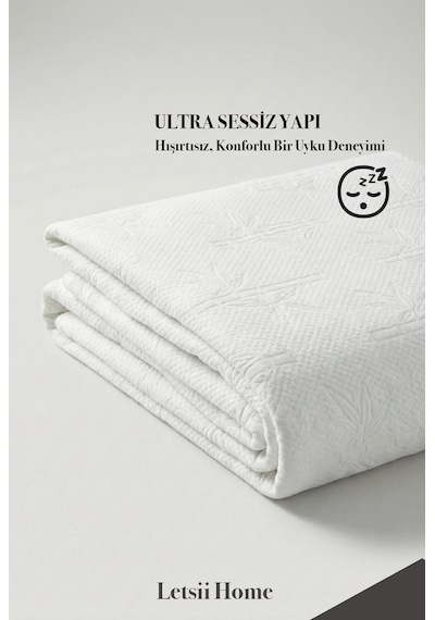 Premium Sıvı Geçirmez Yatak Alezi Ultra Sessiz Fitted Tam Kenar Lastikli Nefes Alabilir Yatak Ko Beyaz