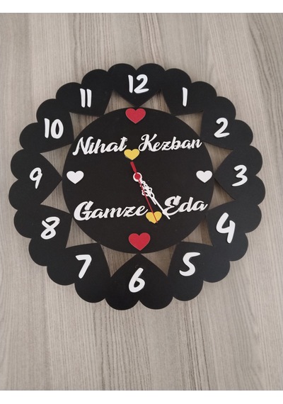 Salon-oda-iş Yeri Kaliteli Duvar Saati 3mm Mdf Siyah-beyaz Çok Şı Renkli