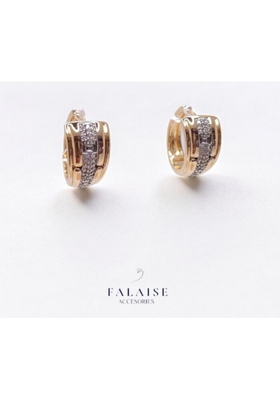 Taşlı Tasarım Altın Küpe 15mm Altın