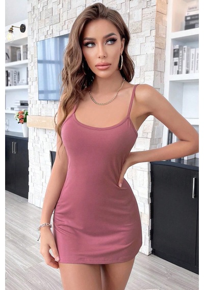 Ang Butik Kadın Pudra Sırt Kısmı Komple Dantelli Mini Gecelik