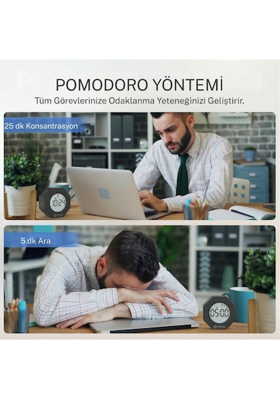 Npo Npt22cs Alarmlı G-sensör Otomatik Zamanlayıcılı Küp Kronometre Pomodoro Motivasyon Saati