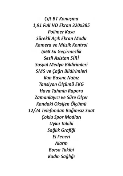 Beyaz Akıllı Saat Şık Modern Tasarım, Sesli Görüşme Ve Aktivite Takibi Siyah