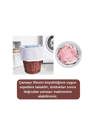 Eynel İpli Çamaşır Yıkama Filesi, Kirli Temiz Elbise Kıyafet Torbası Asker Üniversite Yurt 1 Sku: Smg8690010177186 -