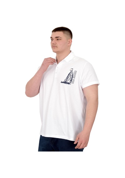 Mode Xl Büyük Beden Erkek T-shirt Polo Sea Bound U25303 Beyaz Beyaz