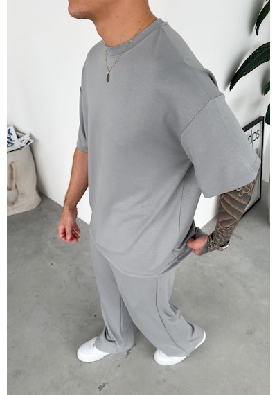 Gri Basic Oysh Kumaş Oversize Tişört