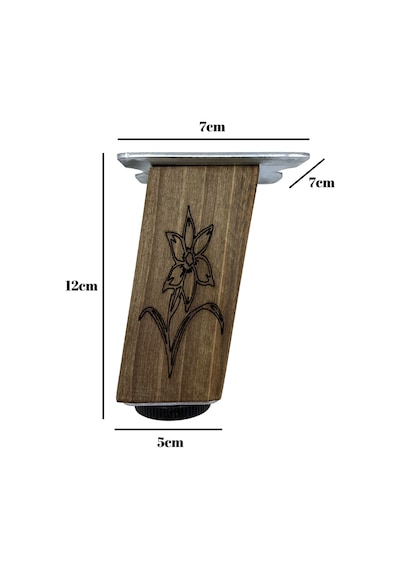 Kale Eğimli Ayarlı Desenli Ahşap Ayak Mobilya Masa Dolap Ayağı 12cm 2 Adet Koyu Ceviz Ceviz A. Ceviz